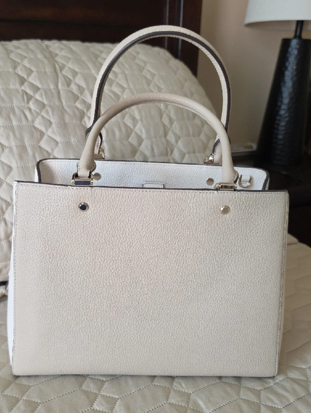 Kate Spade Pebbled Leather Satchel in Light Cream